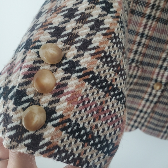 Vintage 100% wool Paola Riboni Brown Houndstooth blazer - Picture 6 of 14